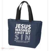 Jesus Washed Away My Sin Catholic Tote Bag thumb 3
