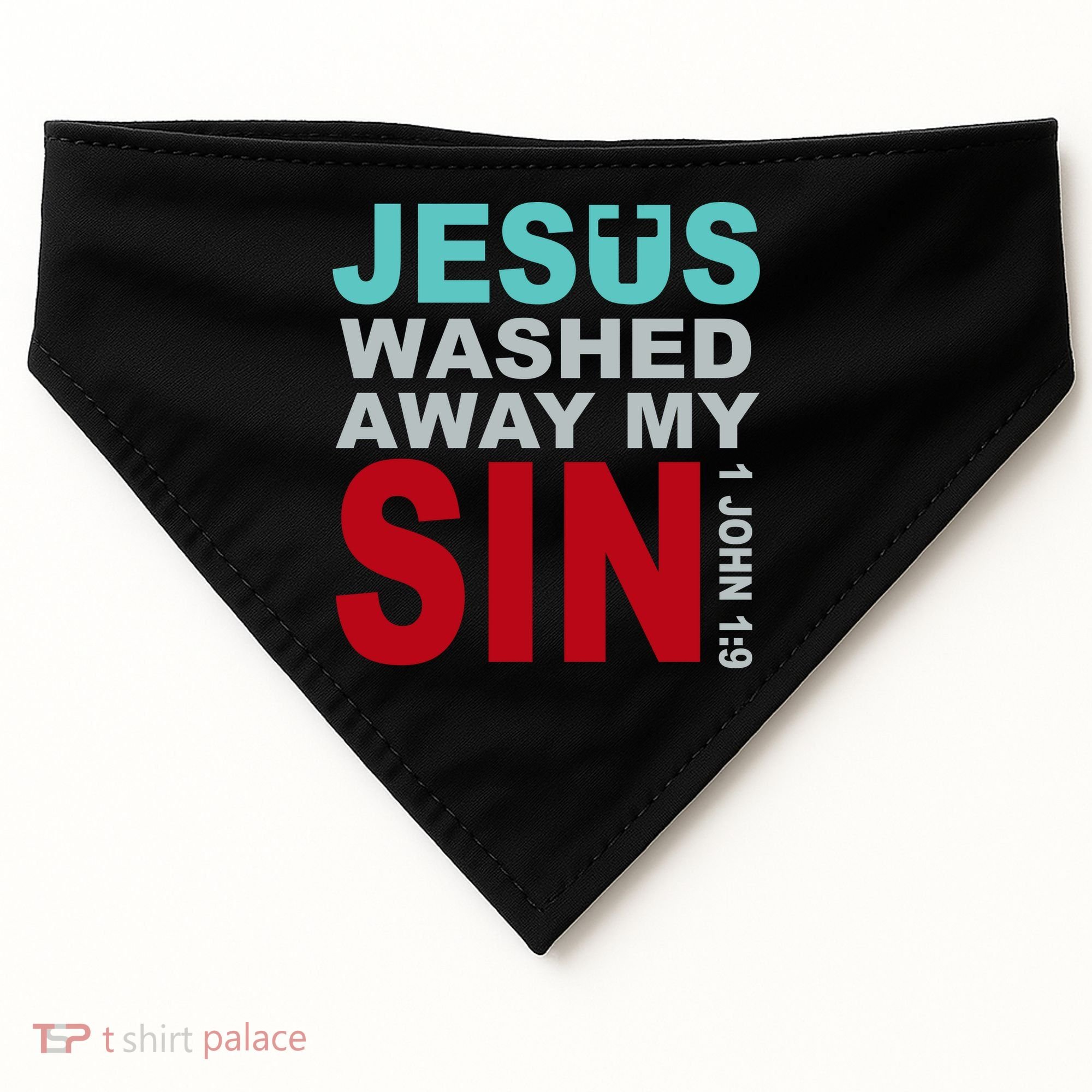 Jesus Washed Away My Sin John 1:9 USA-Made Doggie Bandana