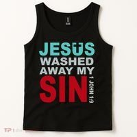 Jesus Washed Away My Sin John 1:9 Tank Top thumb 2
