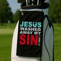 Jesus Washed Away My Sin John 1:9 Golf Towel thumb 2