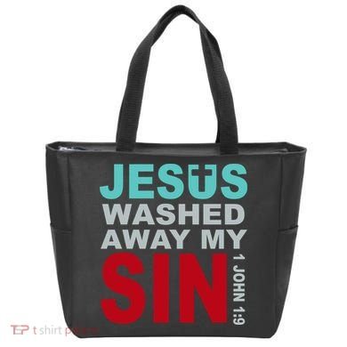 Jesus Washed Away My Sin John 1:9 Tote Bag