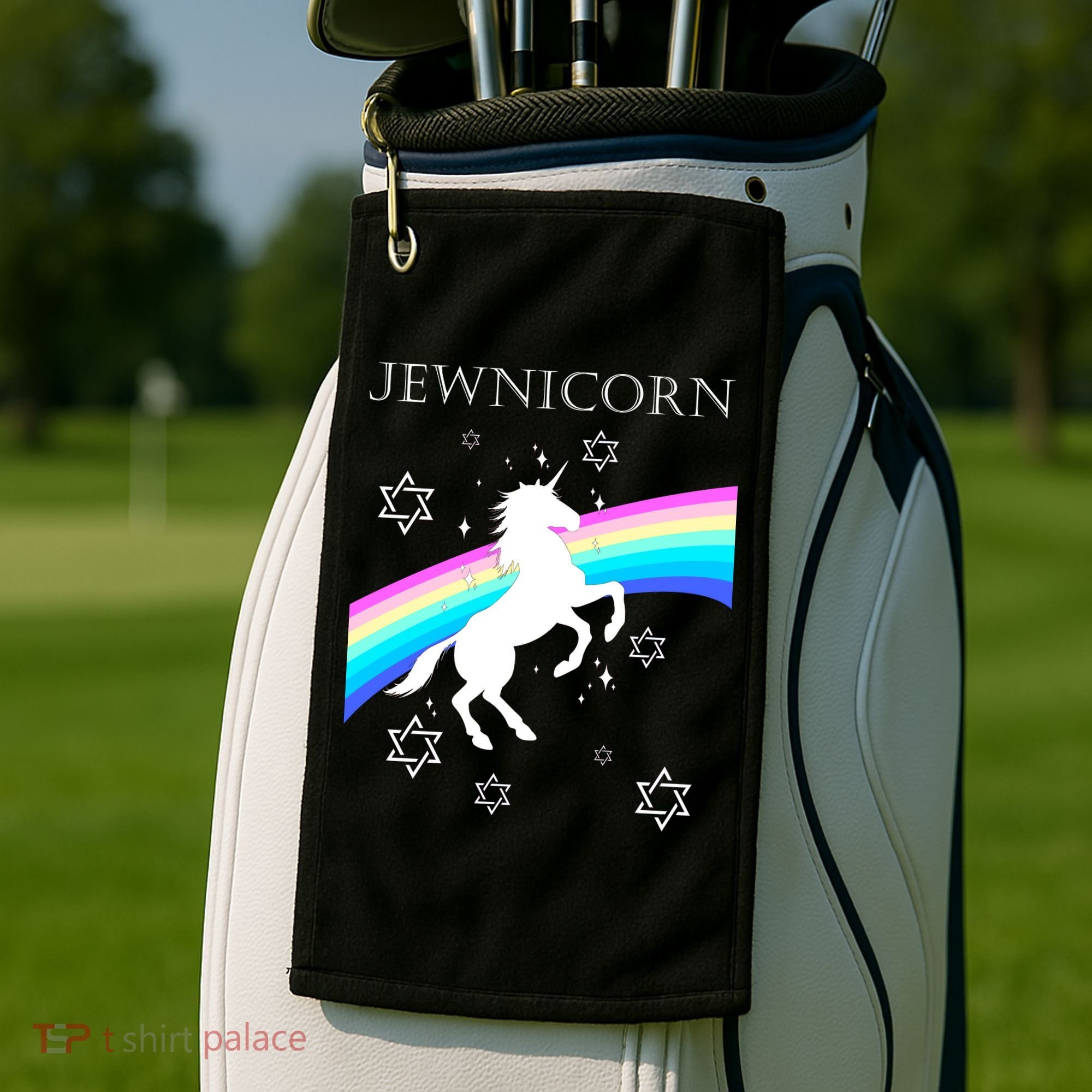 Jewnicorn Funny Hanukkah Unicorn Golf Towel