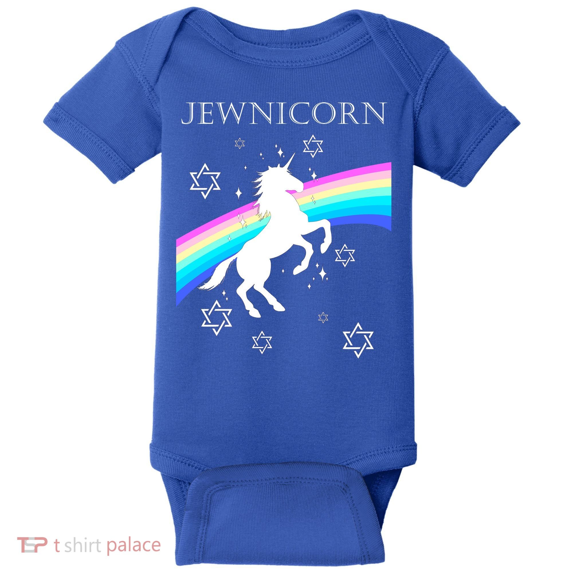 Jewnicorn Funny Hanukkah Unicorn Baby Bodysuit