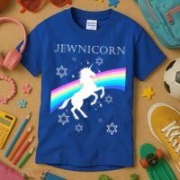 Jewnicorn Funny Hanukkah Unicorn Kids T-Shirt thumb 3