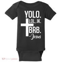 Jesus Easter Yolo Jk Brb Texting Baby Bodysuit thumb 0