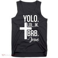 Jesus Easter Yolo Jk Brb Texting Tank Top thumb 0