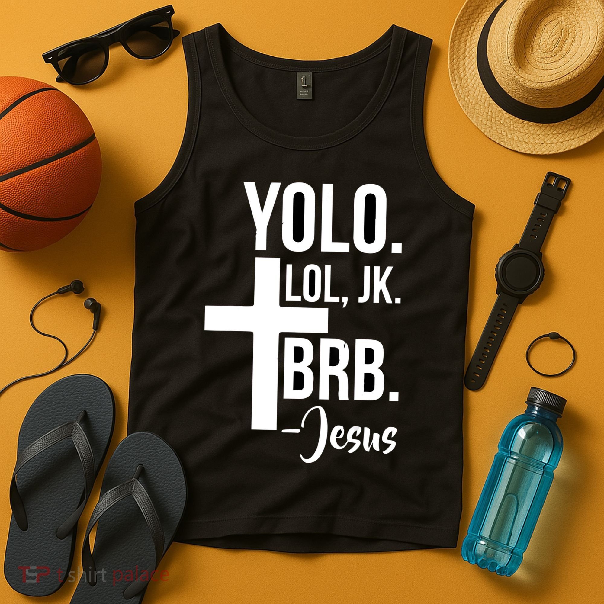 Jesus Easter Yolo Jk Brb Texting Tank Top
