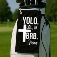 Jesus Easter Yolo Jk Brb Texting Golf Towel thumb 2