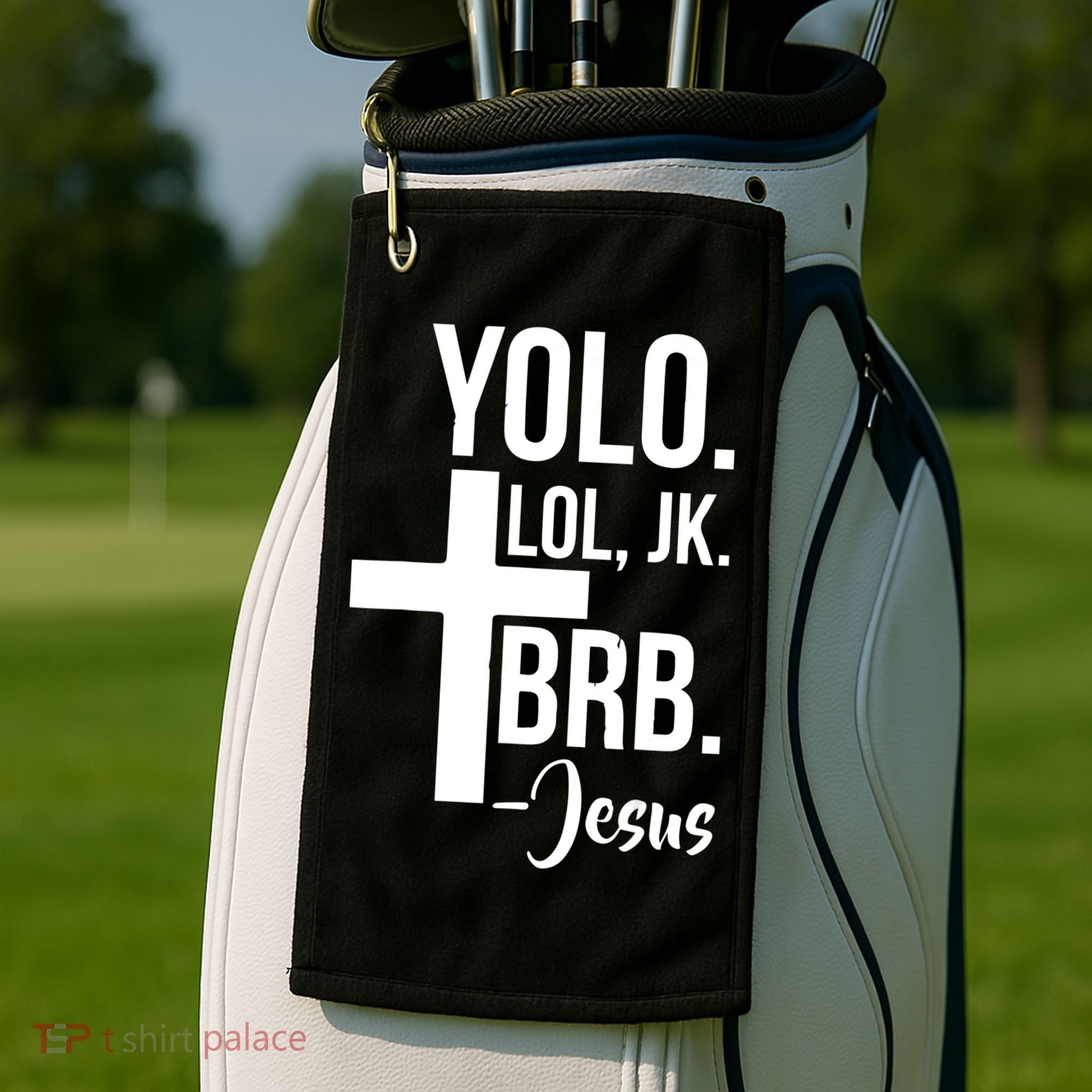 Jesus Easter Yolo Jk Brb Texting Golf Towel