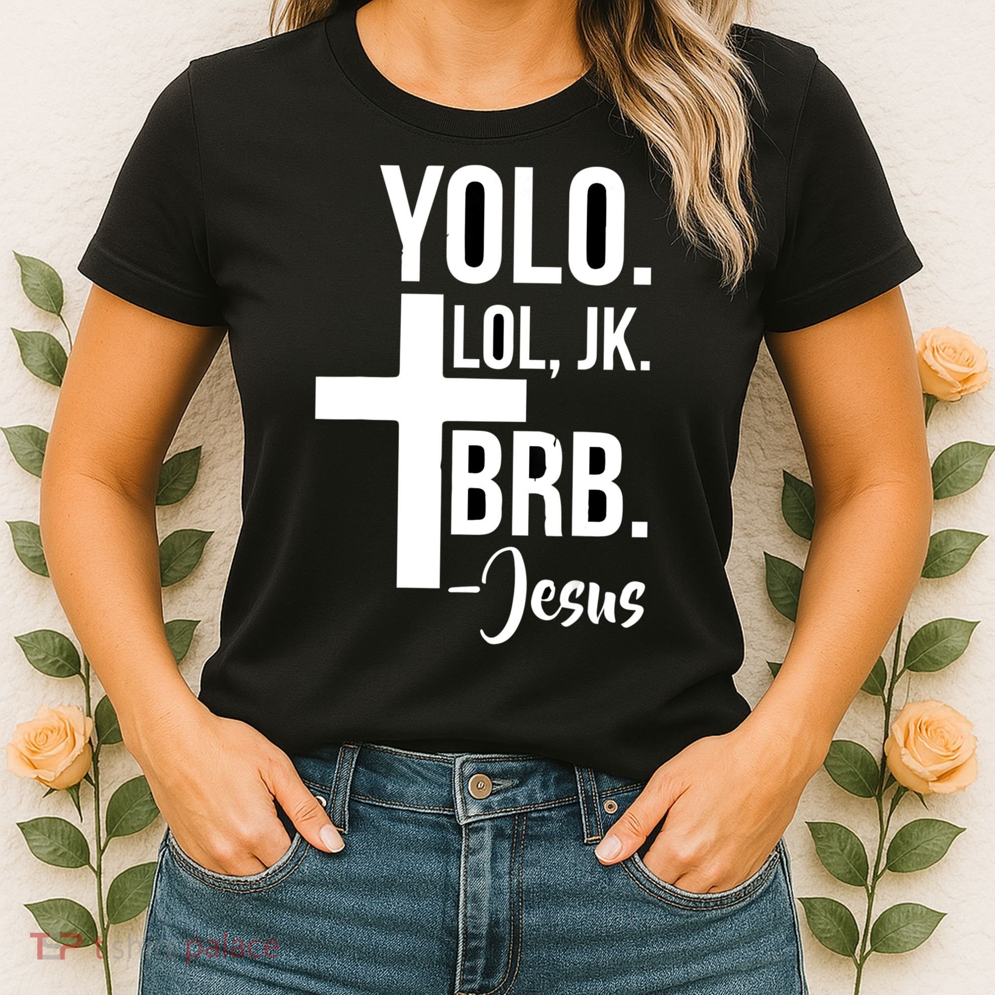 Jesus Easter Yolo Jk Brb Texting Women's T-Shirt