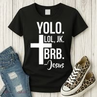 Jesus Easter Yolo Jk Brb Texting Women's T-Shirt thumb 3