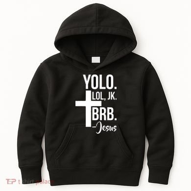 Jesus Easter Yolo Jk Brb Texting Kids Hoodie