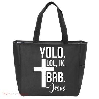 Jesus Easter Yolo Jk Brb Texting Tote Bag
