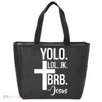 Jesus Easter Yolo Jk Brb Texting Tote Bag thumb 0