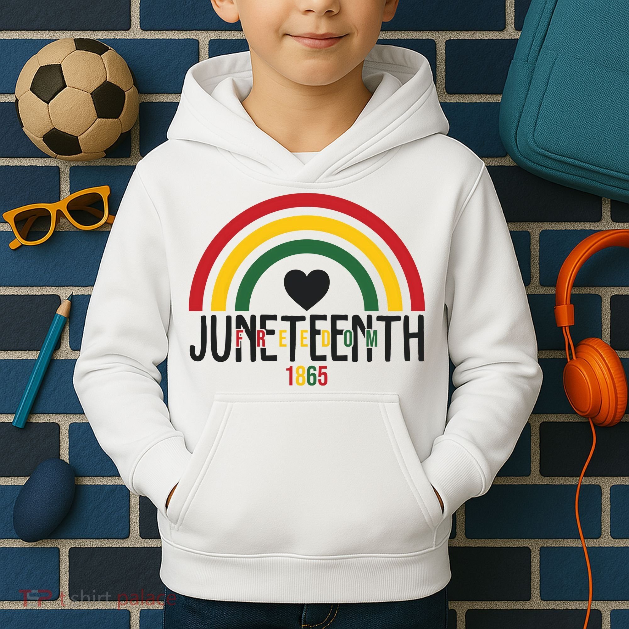 Juneteenth Freedom 1865 Rainbow Kids Hoodie