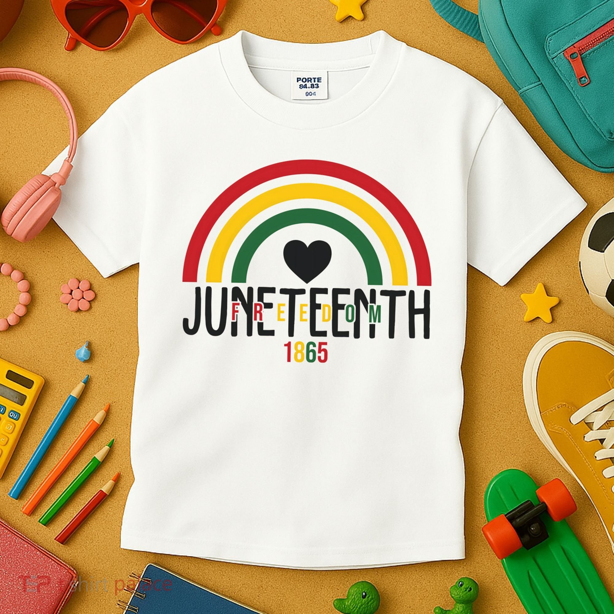Juneteenth Freedom 1865 Rainbow Kids T-Shirt