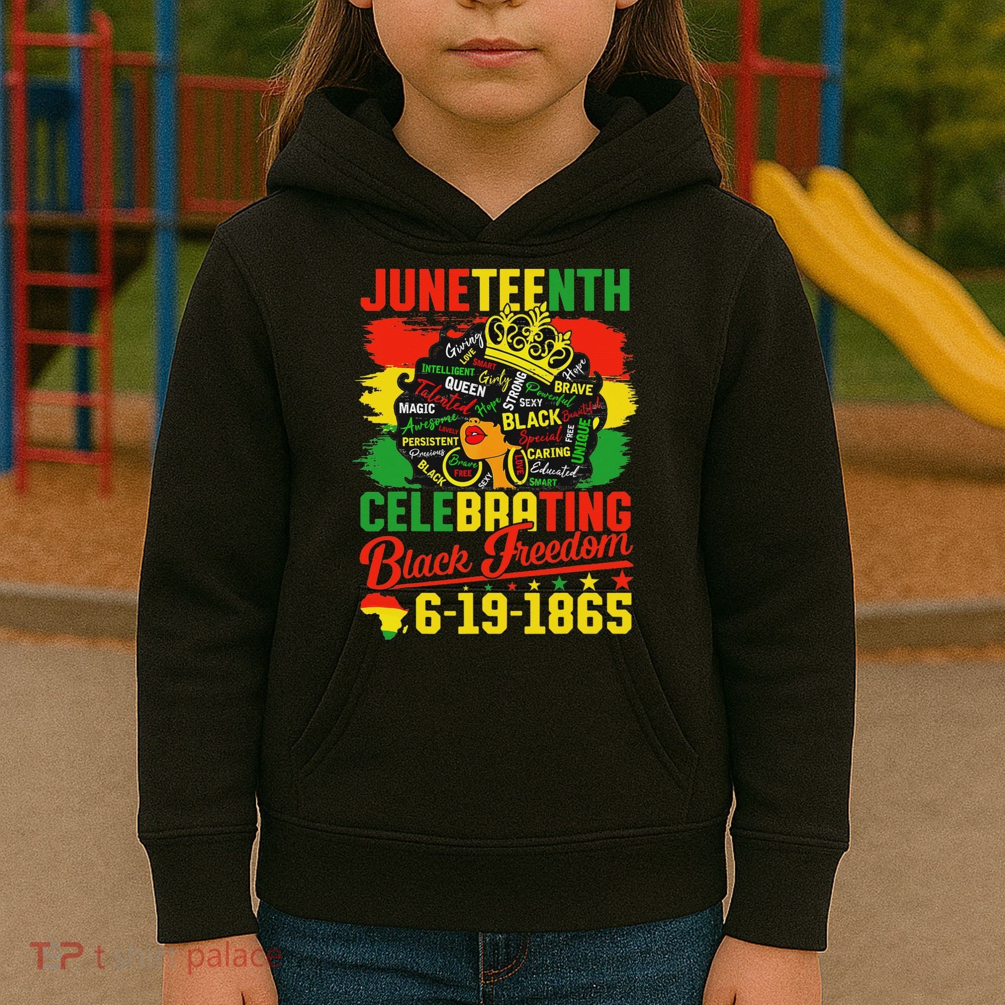 Junenth Freedom 1865 Celebrating Emancipation Black Women Kids Hoodie