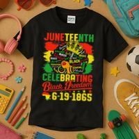 Junenth Freedom 1865 Celebrating Emancipation Black Women Kids T-Shirt thumb 3