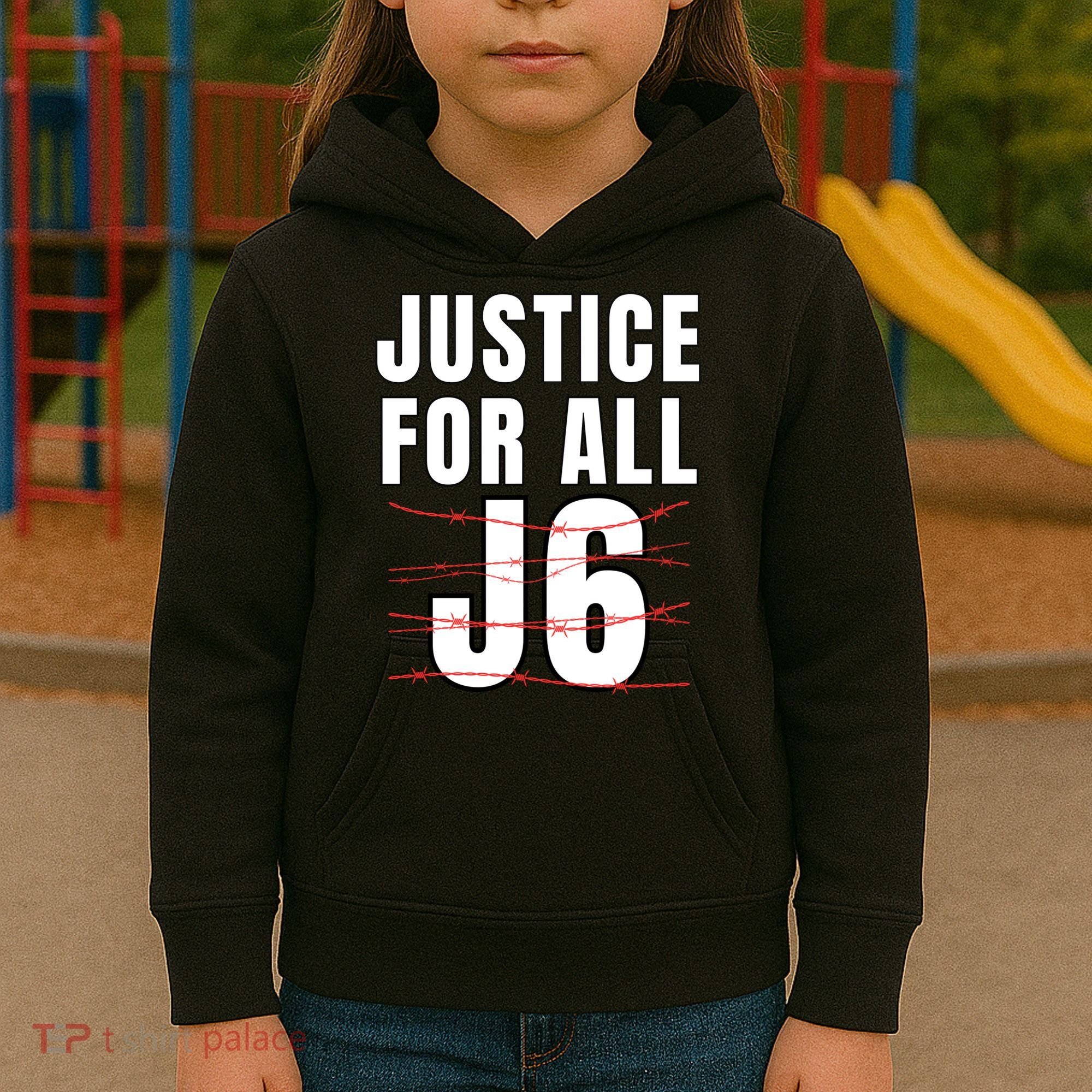 Justice For All J6, First Amendment, J6, Freedom Kids Hoodie