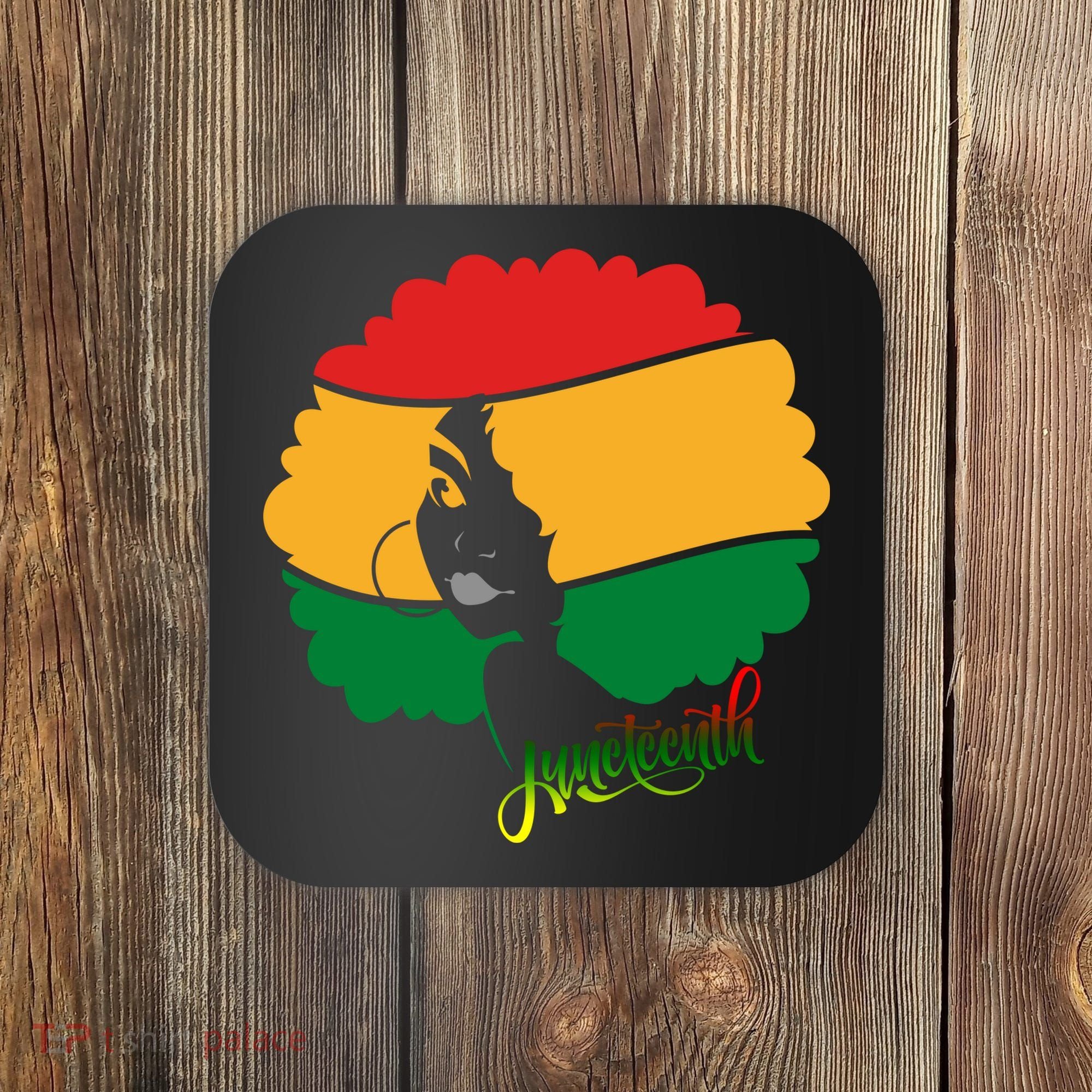 Juneteenth Female Afro African American Coaster