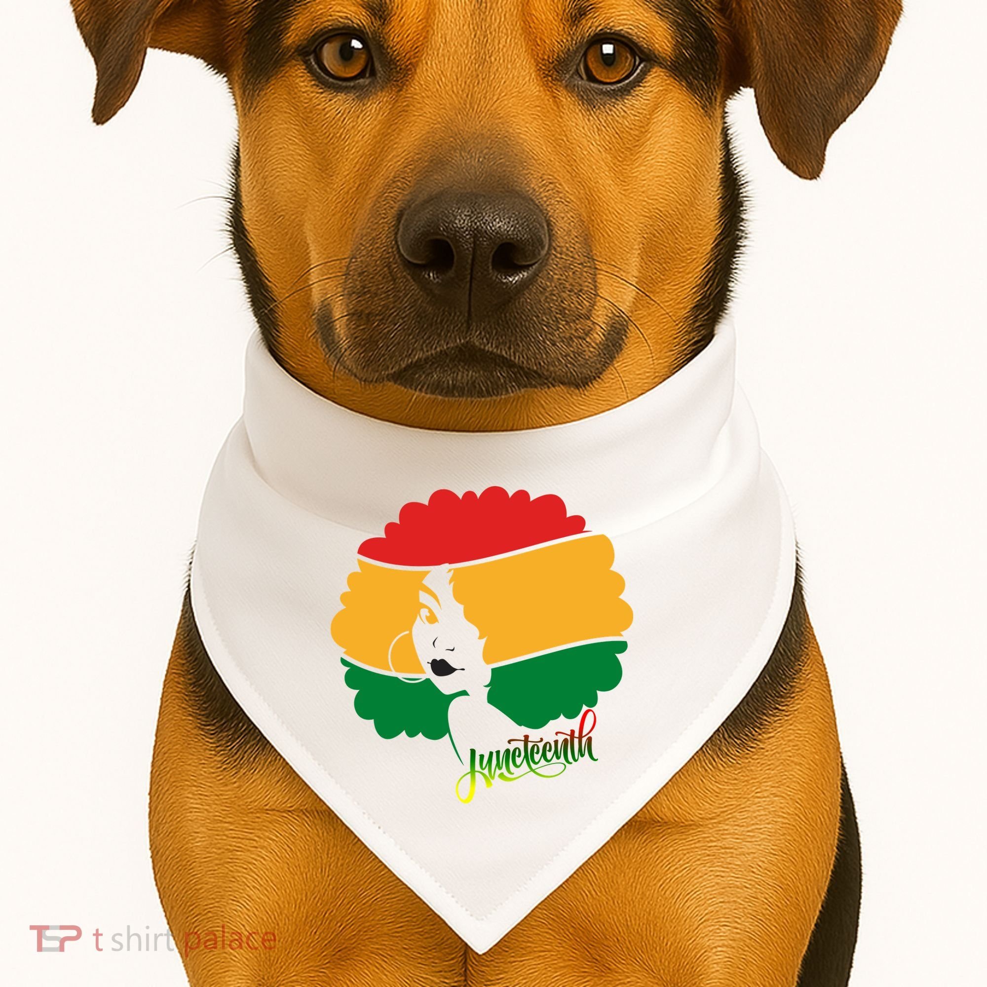 Juneteenth Female Afro African American USA-Made Doggie Bandana