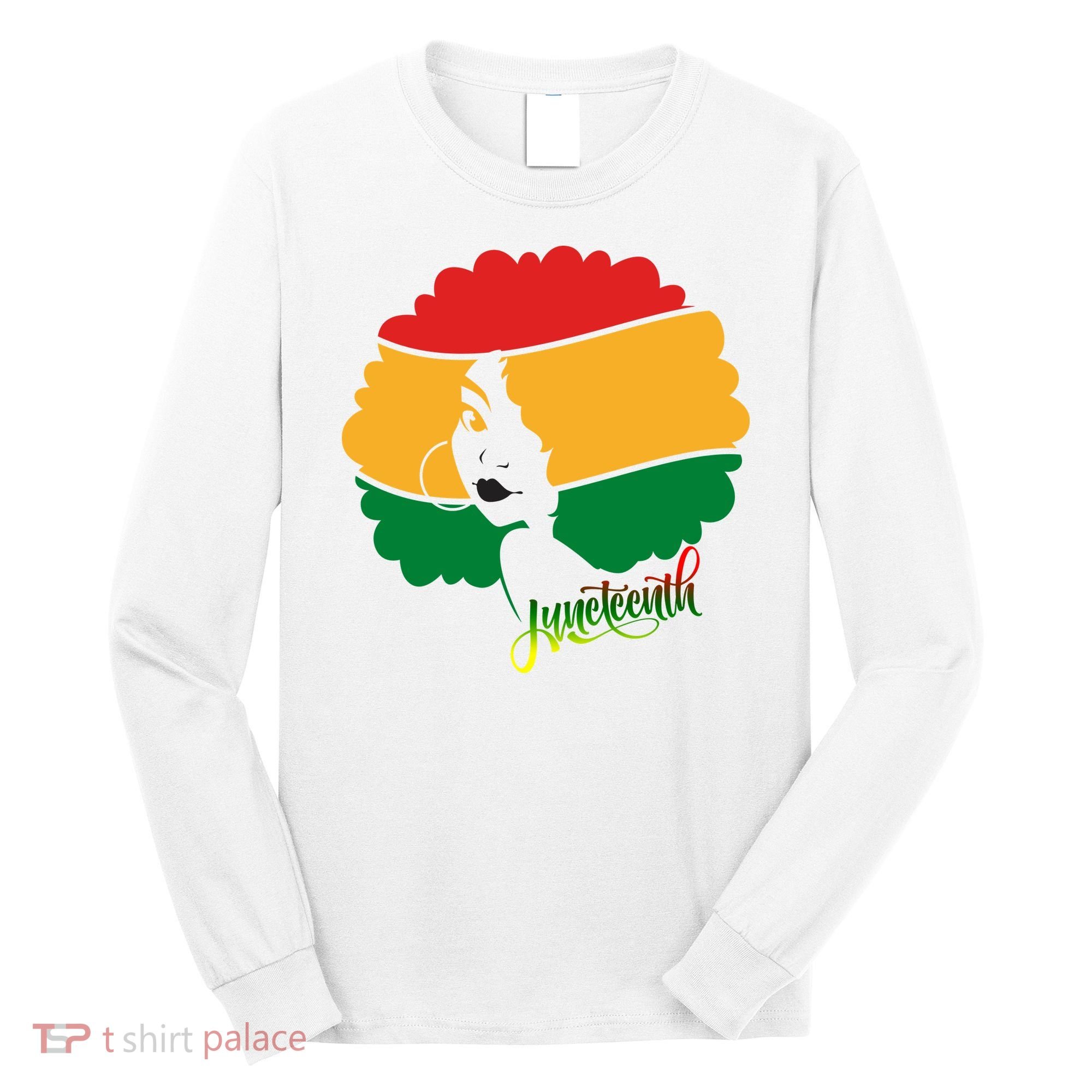 Juneteenth Female Afro African American Long Sleeve Shirt