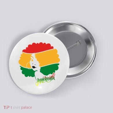 Juneteenth Female Afro African American Button