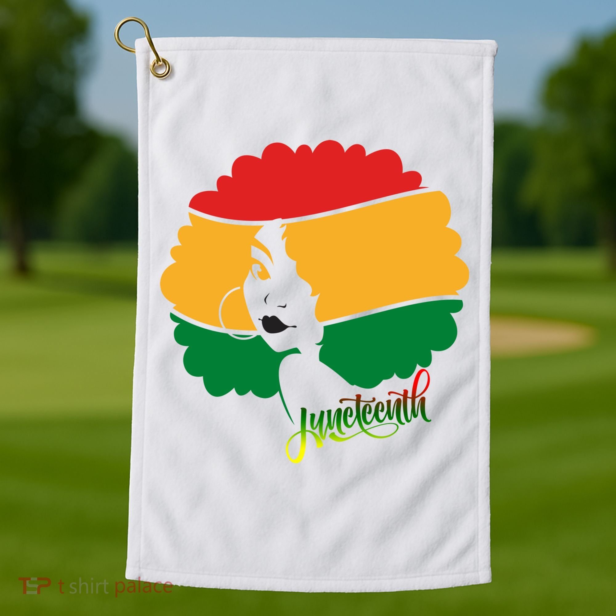 Juneteenth Female Afro African American Golf Towel