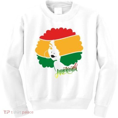 Juneteenth Female Afro African American Kids Sweatshirt