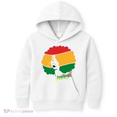 Juneteenth Female Afro African American Kids Hoodie