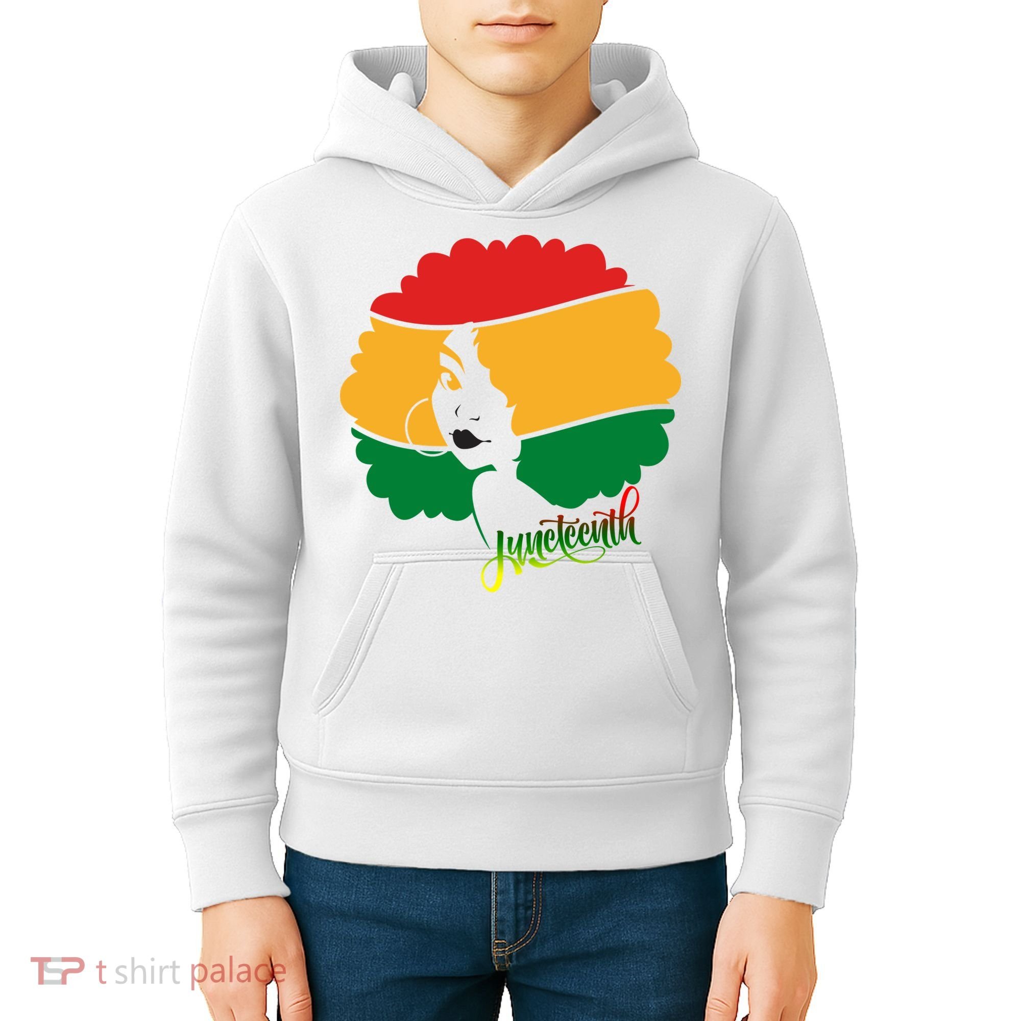 Juneteenth Female Afro African American Kids Hoodie