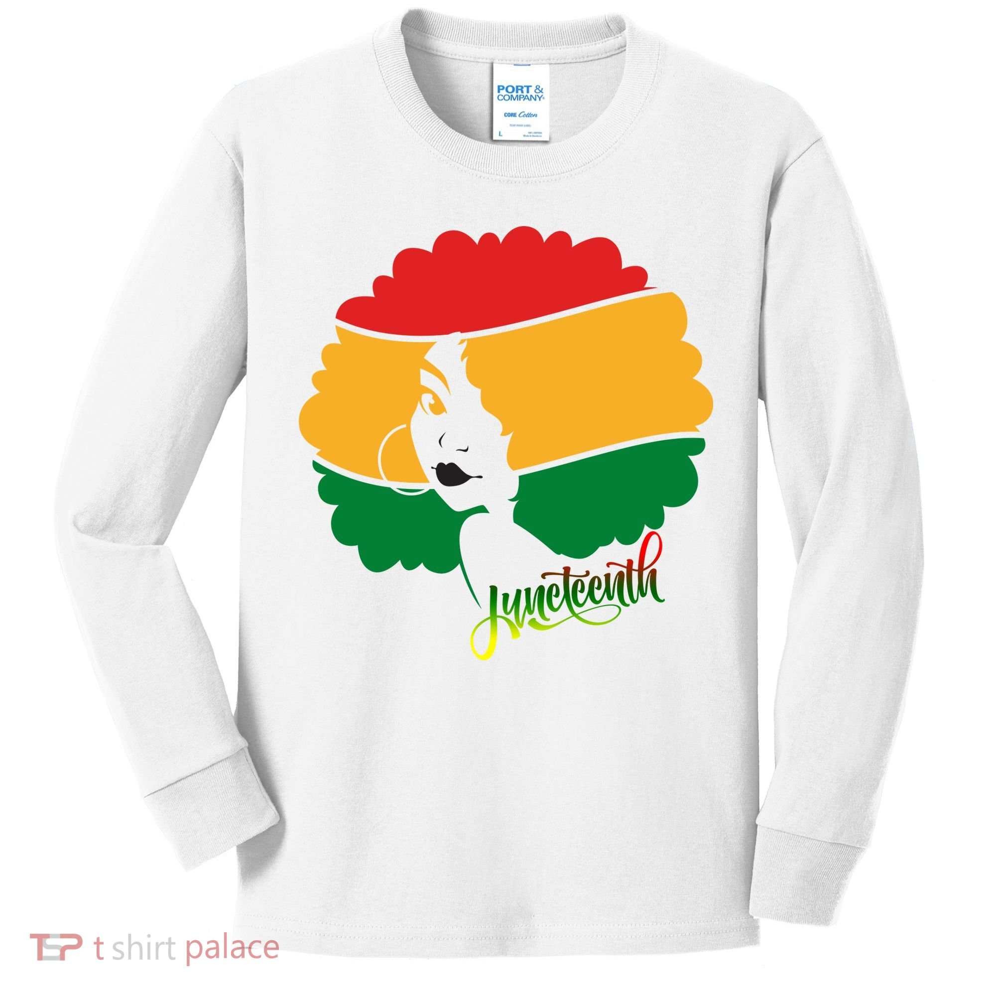Juneteenth Female Afro African American Kids Long Sleeve Shirt