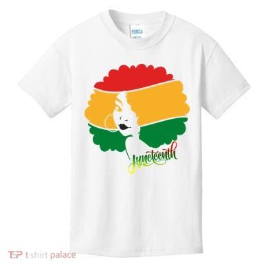 Juneteenth Female Afro African American Kids T-Shirt