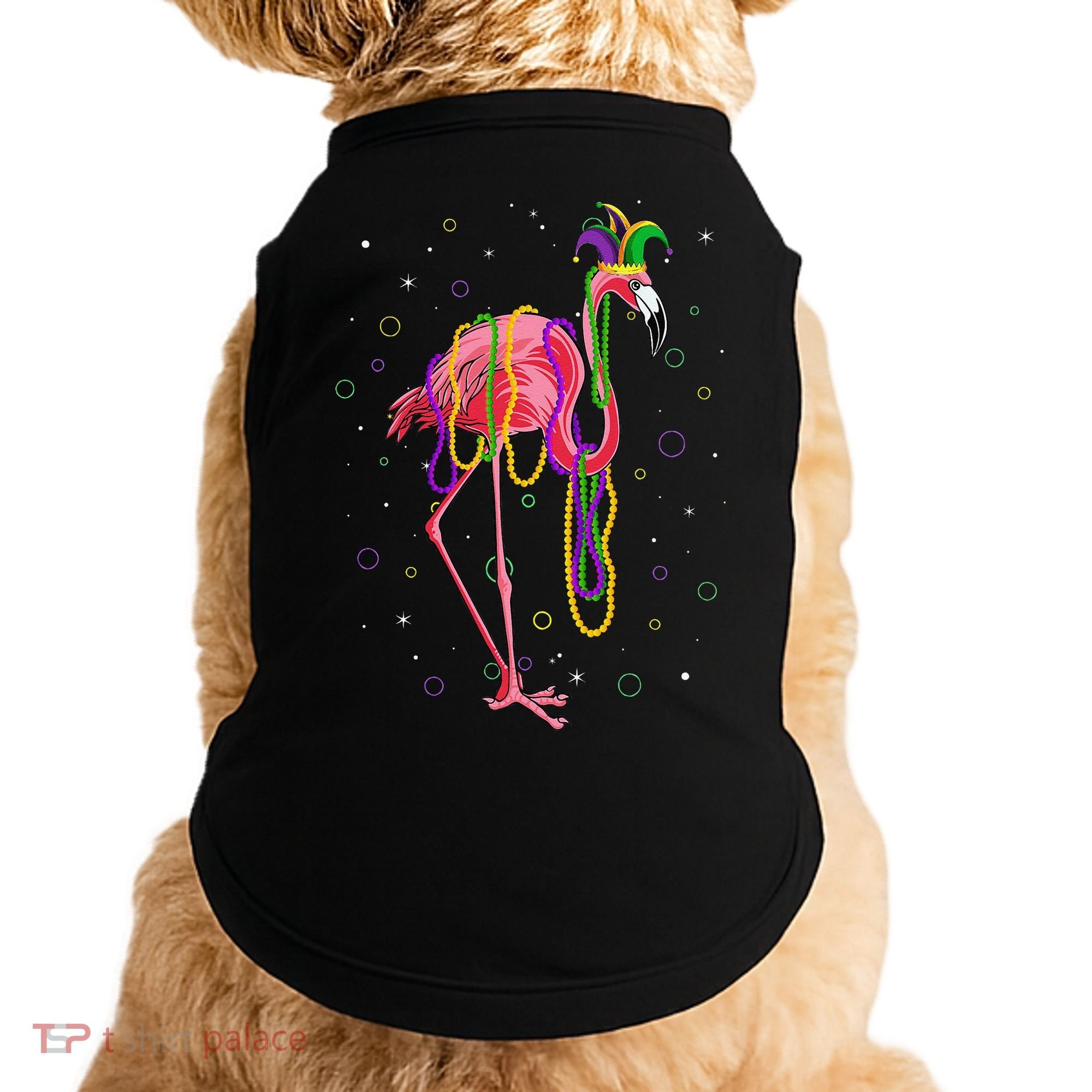 Jester Flamingo & Beads Mardi Gras Fat Tuesday Parade Doggie Tank