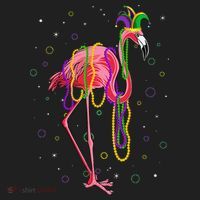 Jester Flamingo & Beads Mardi Gras Fat Tuesday Parade Beanie thumb 2