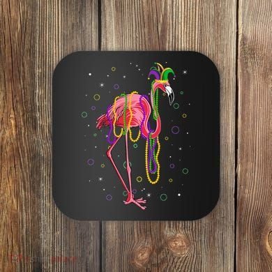 Jester Flamingo & Beads Mardi Gras Fat Tuesday Parade Coaster
