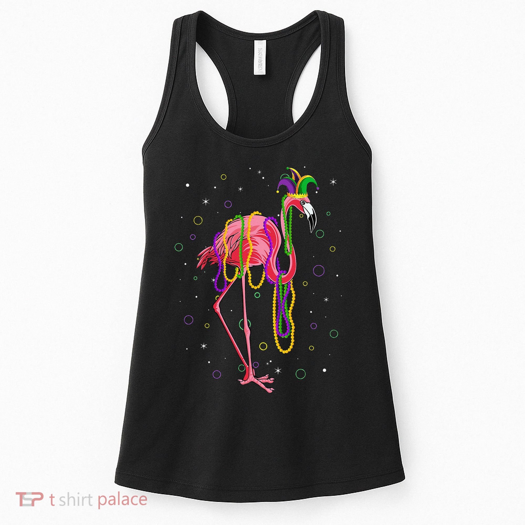 Jester Flamingo & Beads Mardi Gras Fat Tuesday Parade Women's Tank Top