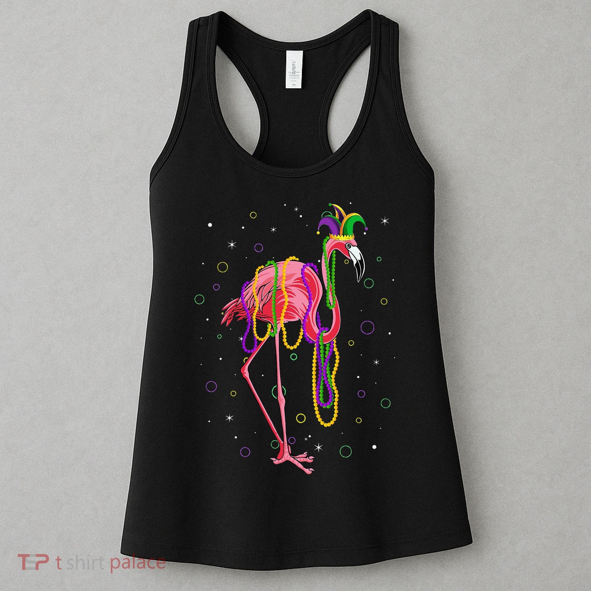Jester Flamingo & Beads Mardi Gras Fat Tuesday Parade Women's Tank Top