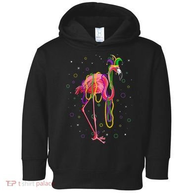 Jester Flamingo & Beads Mardi Gras Fat Tuesday Parade Toddler Hoodie