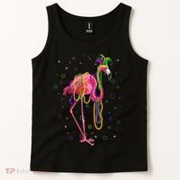 Jester Flamingo & Beads Mardi Gras Fat Tuesday Parade Tank Top thumb 2