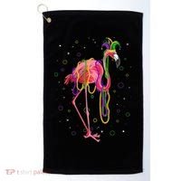 Jester Flamingo & Beads Mardi Gras Fat Tuesday Parade Golf Towel thumb 0