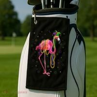 Jester Flamingo & Beads Mardi Gras Fat Tuesday Parade Golf Towel thumb 2