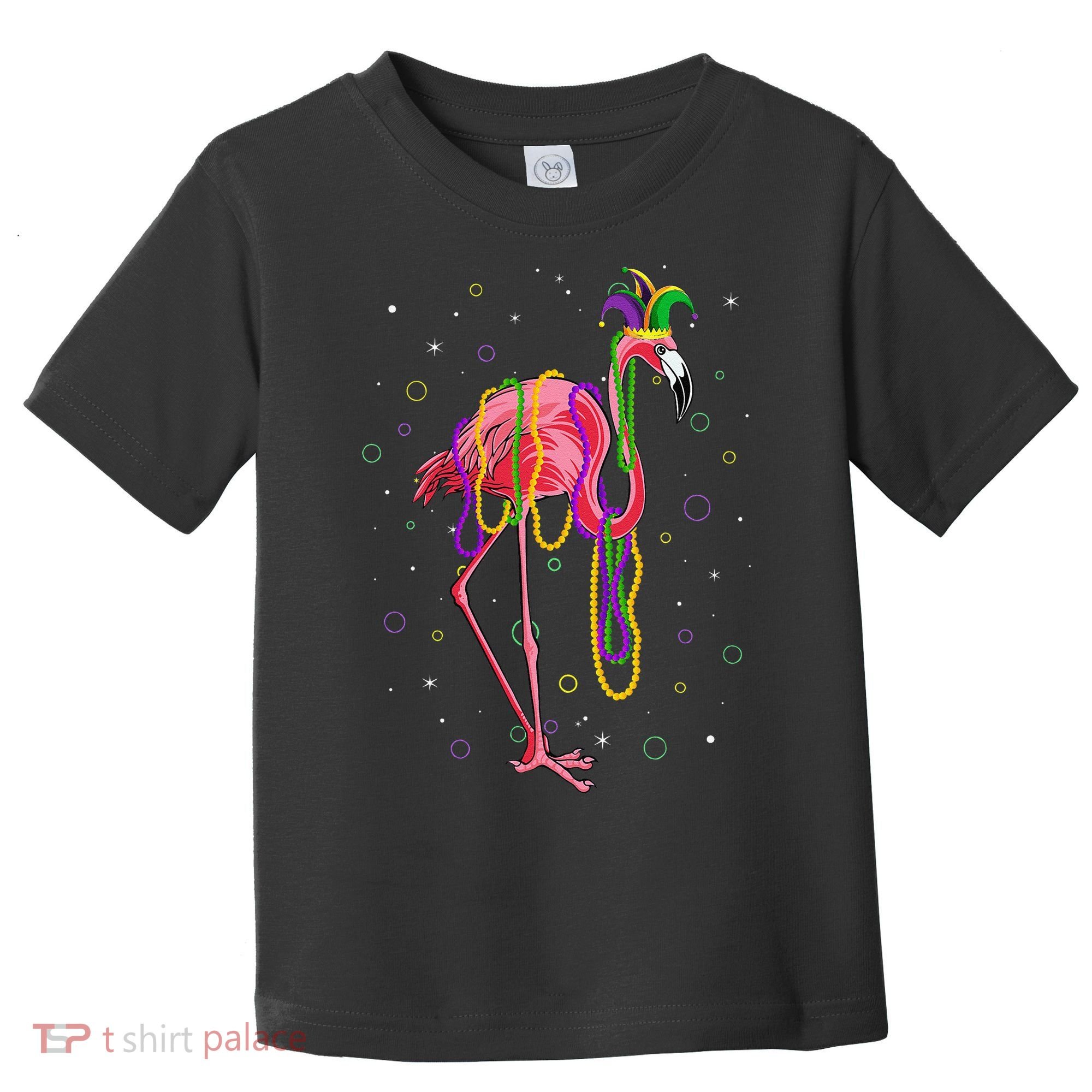Jester Flamingo & Beads Mardi Gras Fat Tuesday Parade Toddler T-Shirt