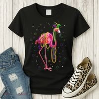 Jester Flamingo & Beads Mardi Gras Fat Tuesday Parade Women's T-Shirt thumb 3