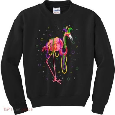 Jester Flamingo & Beads Mardi Gras Fat Tuesday Parade Kids Sweatshirt