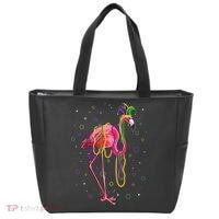 Jester Flamingo & Beads Mardi Gras Fat Tuesday Parade Tote Bag thumb 0