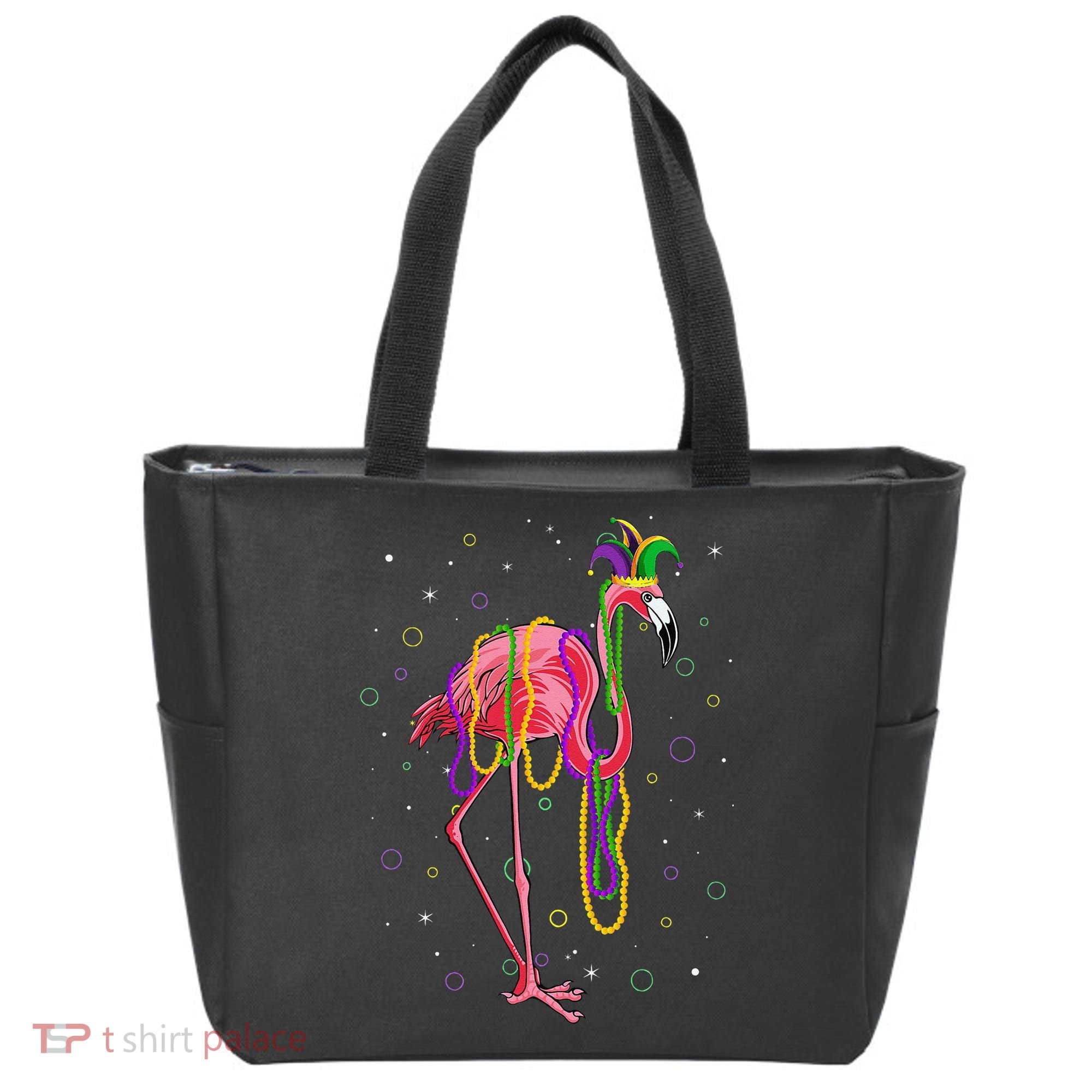 Jester Flamingo & Beads Mardi Gras Fat Tuesday Parade Tote Bag