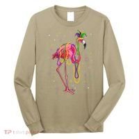 Jester Flamingo & Beads Mardi Gras Fat Tuesday Parade Long Sleeve Shirt thumb 0