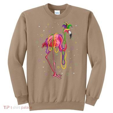 Jester Flamingo & Beads Mardi Gras Fat Tuesday Parade Sweatshirt
