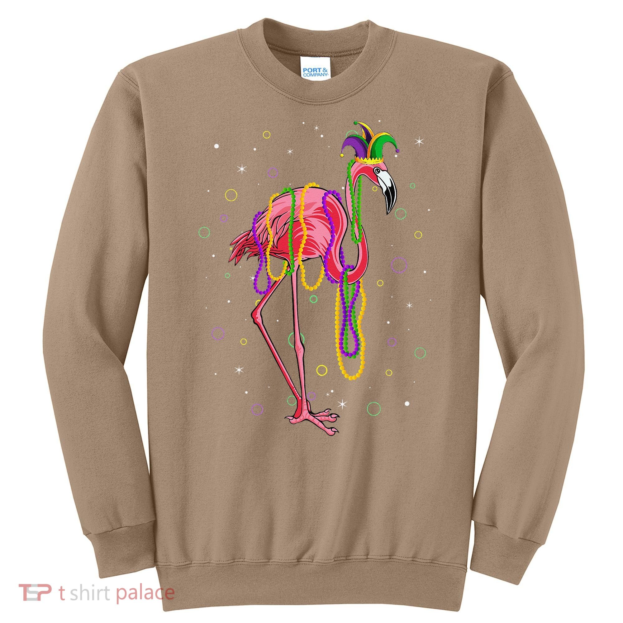 Jester Flamingo & Beads Mardi Gras Fat Tuesday Parade Sweatshirt
